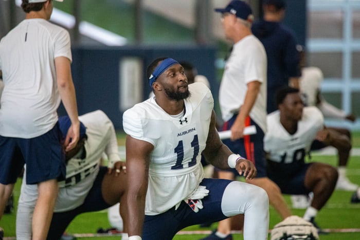 Elijah McAllister at Auburn football practice - Eric Starling/Auburn Daily